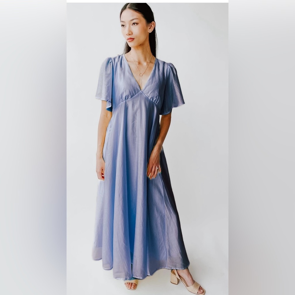 In Loom Women’s Flutter Sleeve Maxi Dress Midnight Blue NWT Large